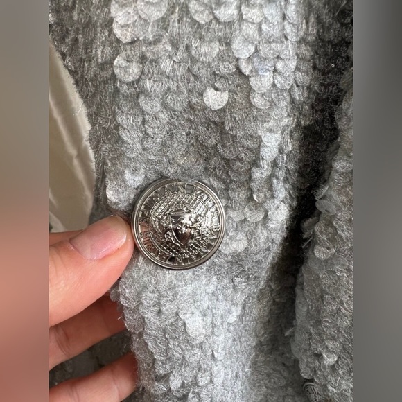 Balmain Oversized Silver Sequined Blazer - Picture 2 of 6